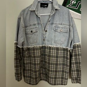Fashion Nova button down jean / flannel top, pre-loved, size medium